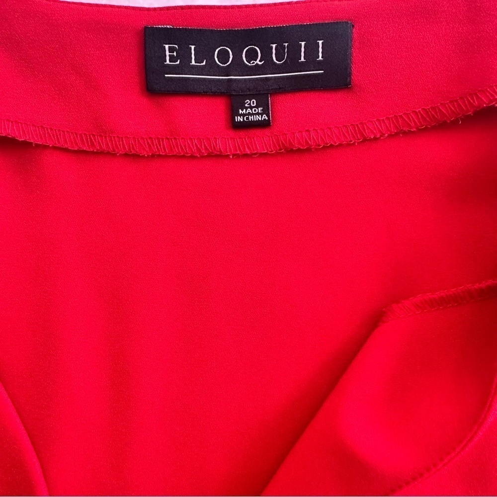 Eloquii Plus Size Red Ruffle Sleeve Dress - Picture 6 of 10